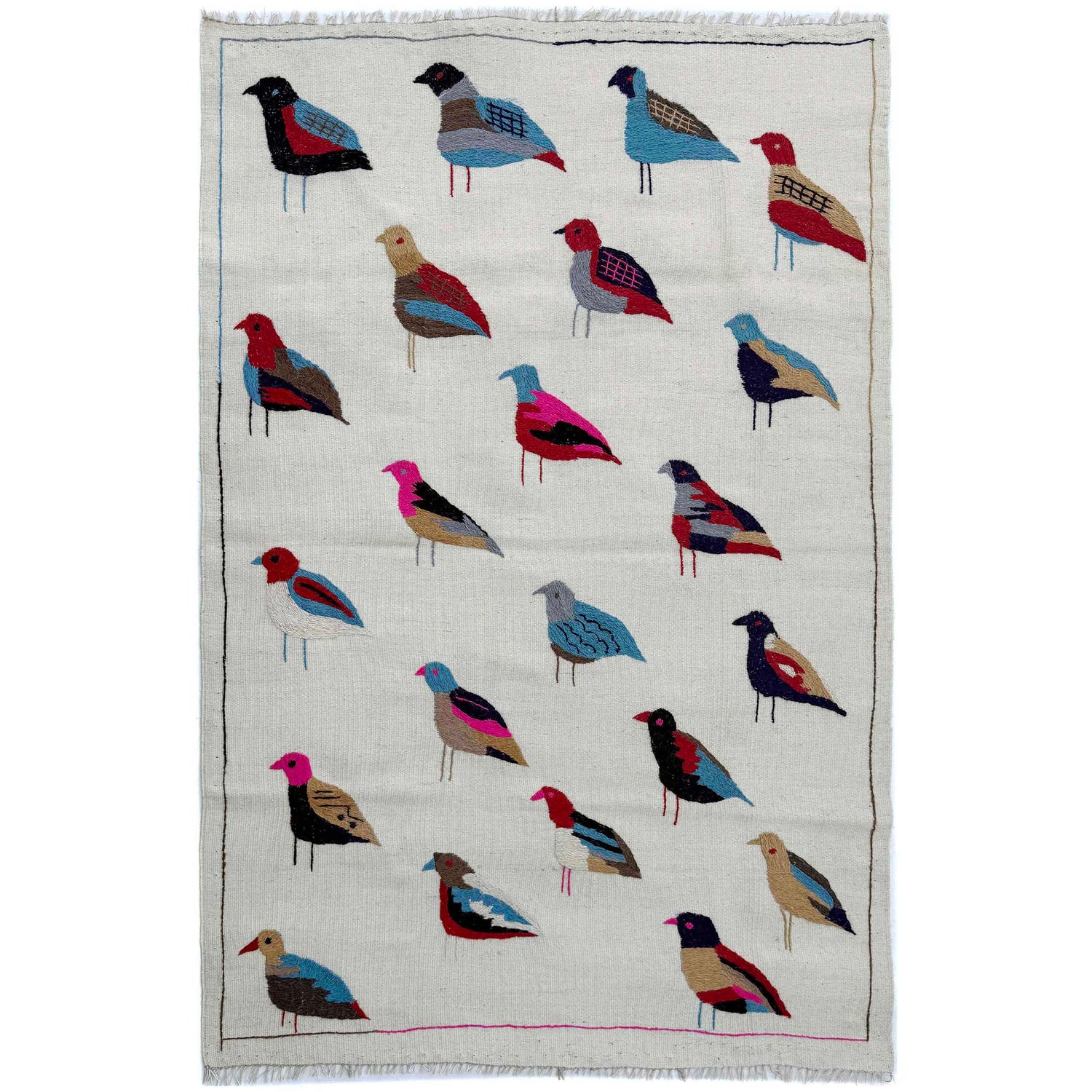 Handmade Embroidery Kilim 3' 2" x 5' 0" (ft) - No. G37361