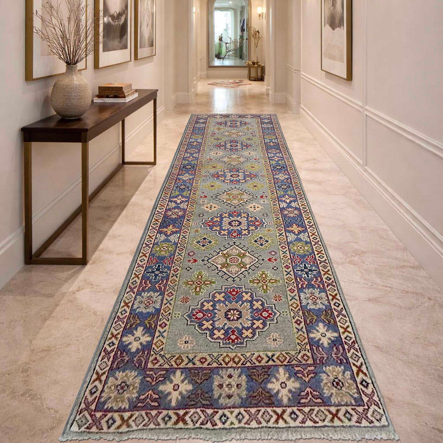 Hand Knotted Kazak Runner 2' 7" x 9' 8" (ft) - No. G37564