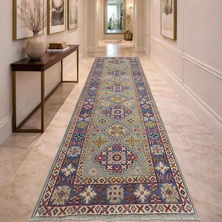 Hand Knotted Kazak Runner 2' 7" x 9' 8" (ft) - No. G37564