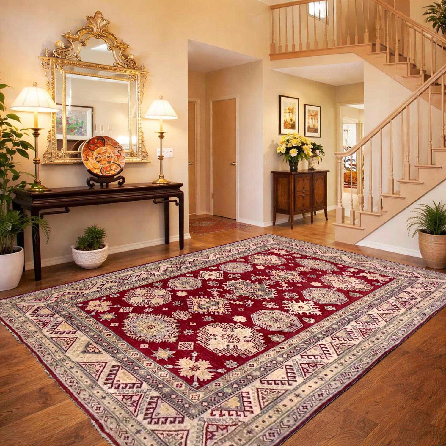 Hand Knotted Kazak Rug 6' 8" x 9' 8" (ft) - No. G37572