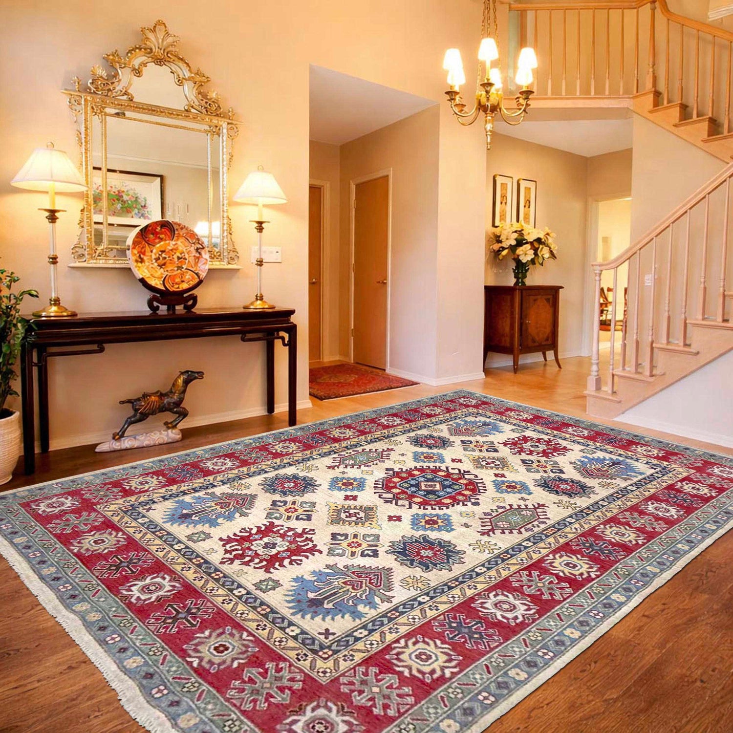 Oriental Kazak Rug 6' 6" x 10' 0" (ft) - No. G37573