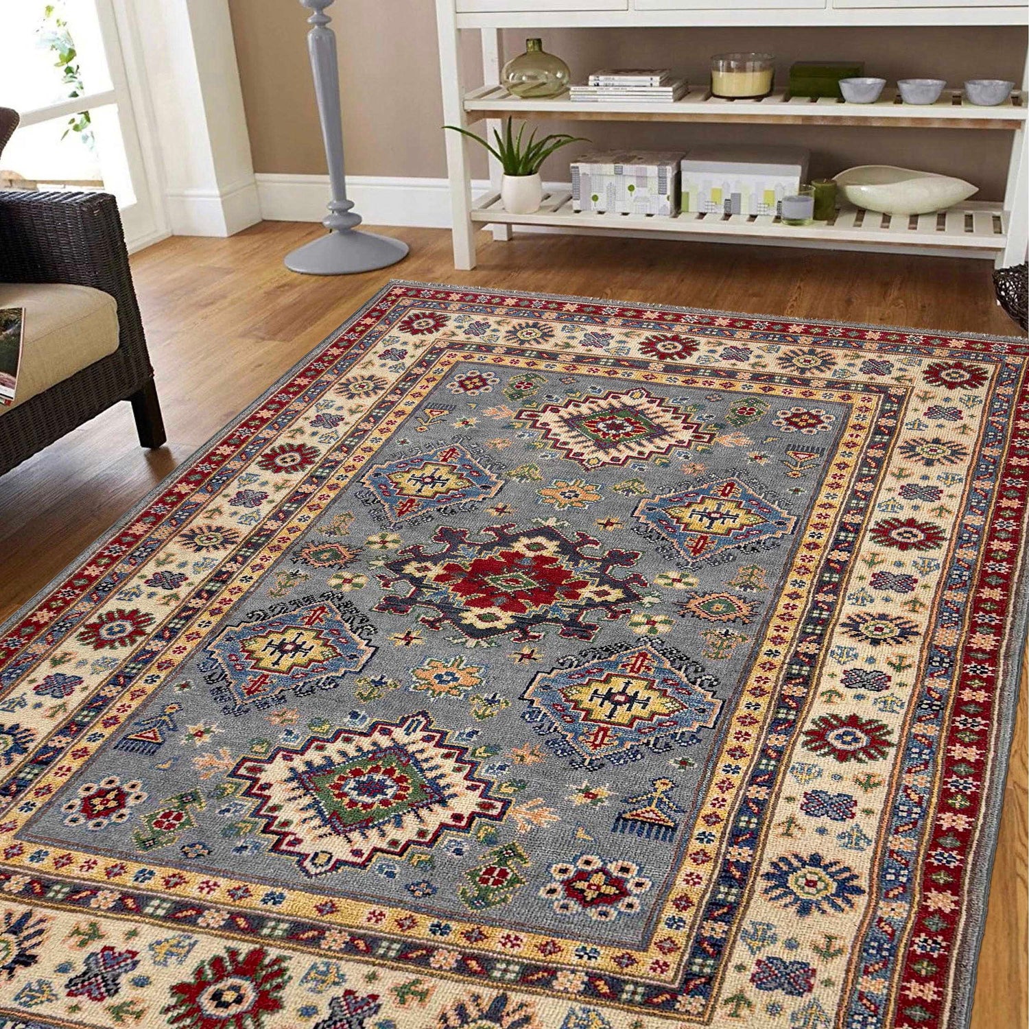 Oriental Kazak Rug 4' 0" x 6' 1" (ft) - No. G37579