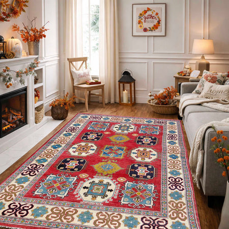 Hand Knotted Kazak Rug 5' 0" x 6' 6" (ft) - No. G37580