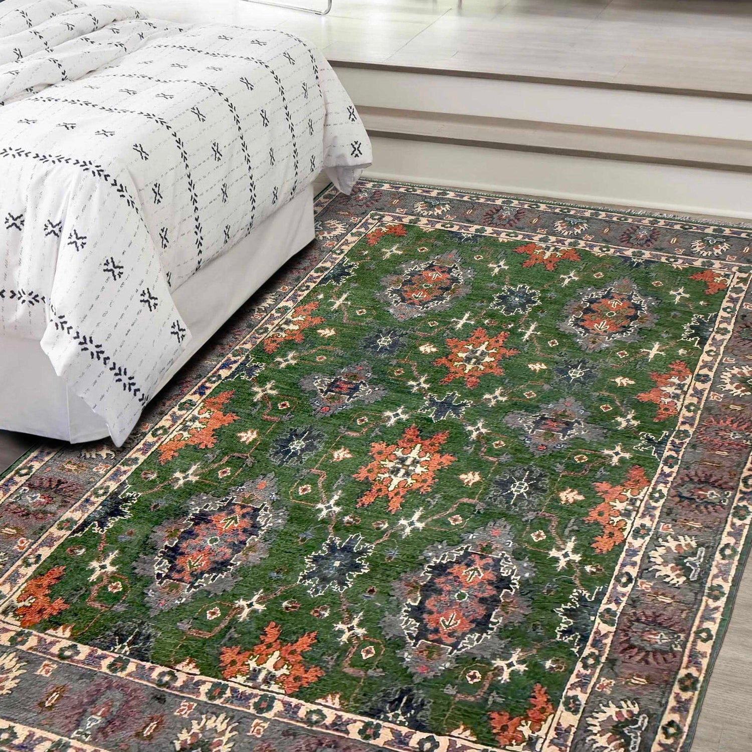 Green Color Kazak Rug 4' 10" x 7' 1" (ft) - No. G37582