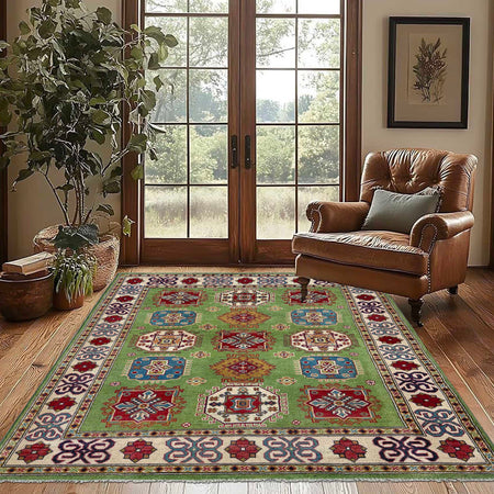 Hand Knotted Kazak Rug 4' 11" x 6' 4" (ft) - No. G37583
