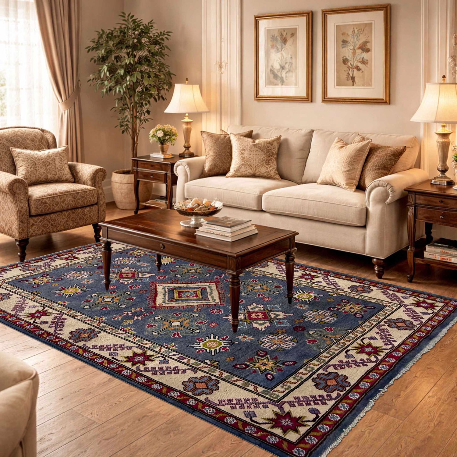 Oriental Kazak Rug 4' 9" x 6' 11" (ft) - No. G37585