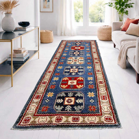 Blue Color Kazak Runner 2' 1" x 6' 1" (ft) - No. G37591