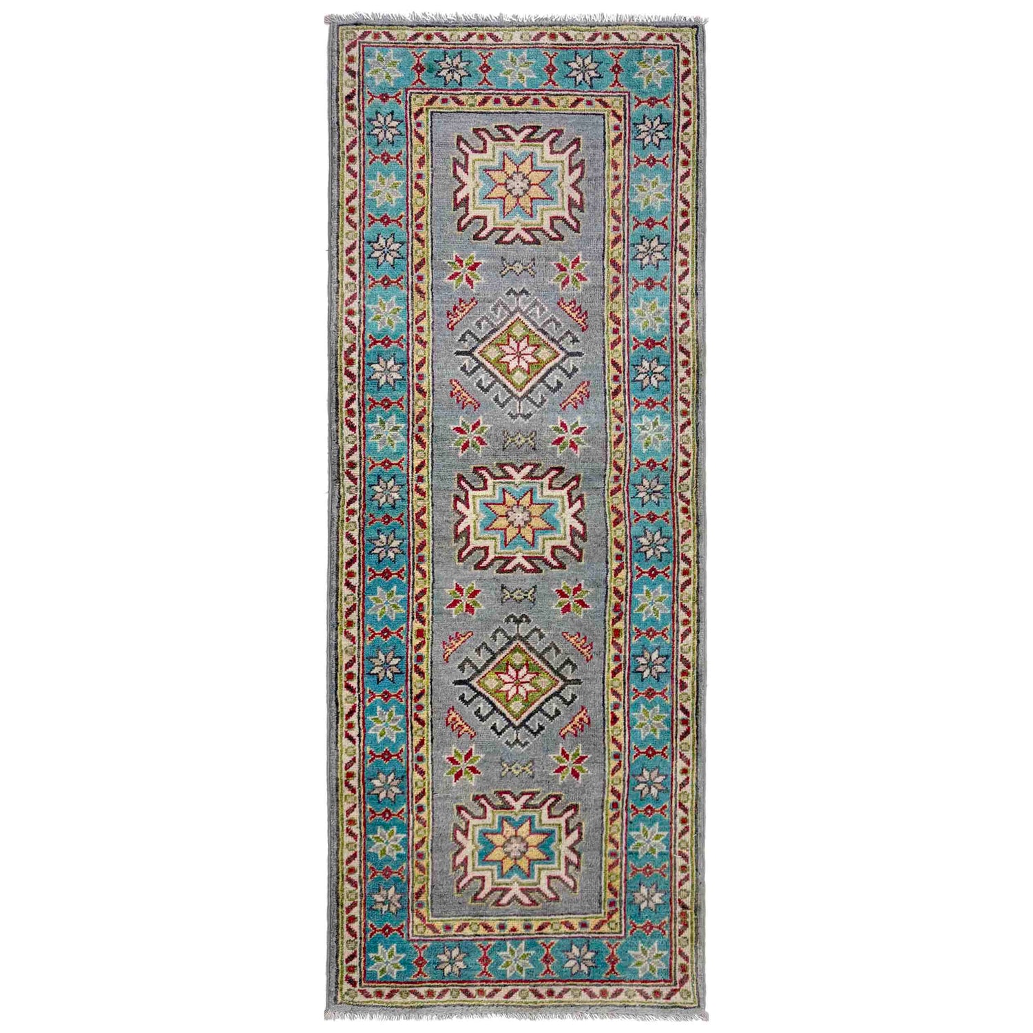 Grey Color Kazak Runner 1' 11" x 5' 7" (ft) - No. G37595