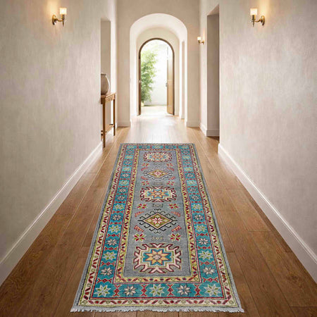 Grey Color Kazak Runner 1' 11" x 5' 7" (ft) - No. G37595