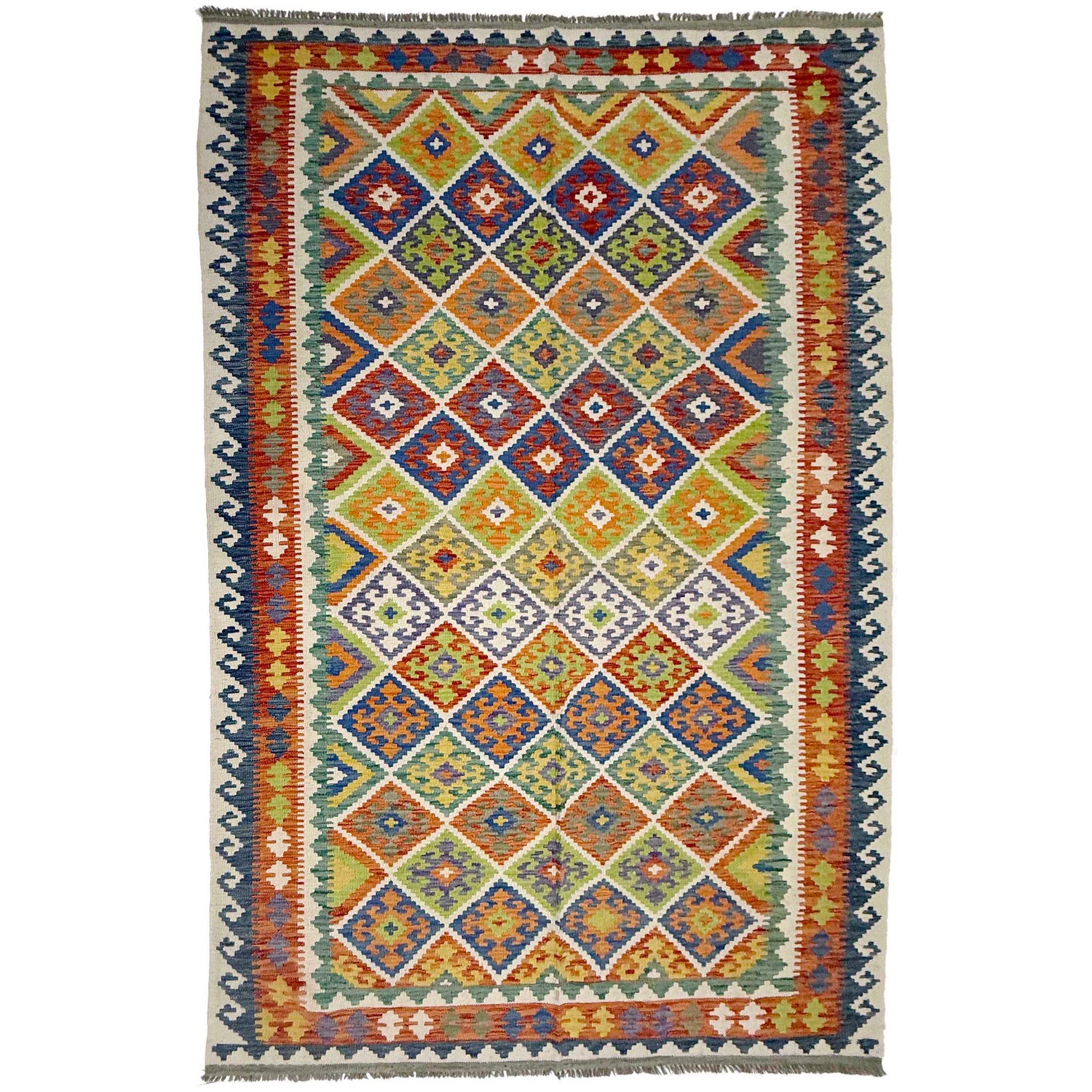 Handmade Vegetable Kelim 6' 9" x 10' 2" (ft) - No. G38826