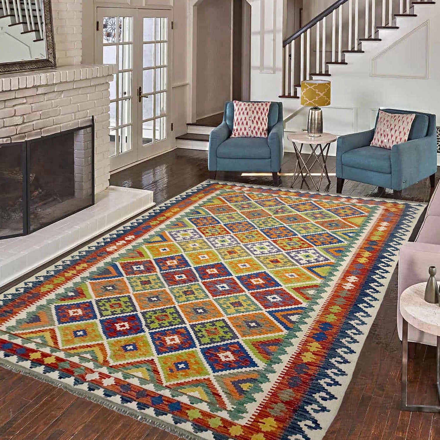 Handmade Vegetable Kelim 6' 9" x 10' 2" (ft) - No. G38826