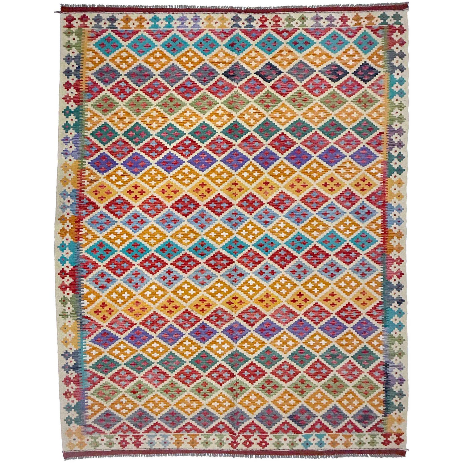 Handmade Vegetable Kilim 6' 11" x 9' 6" (ft) - No. G38828
