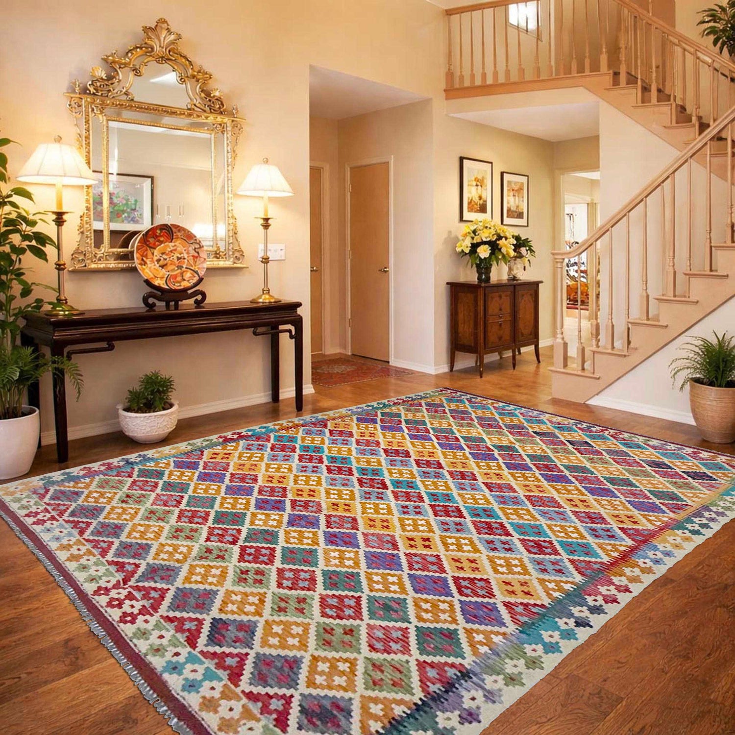 Handmade Vegetable Kilim 6' 11" x 9' 6" (ft) - No. G38828