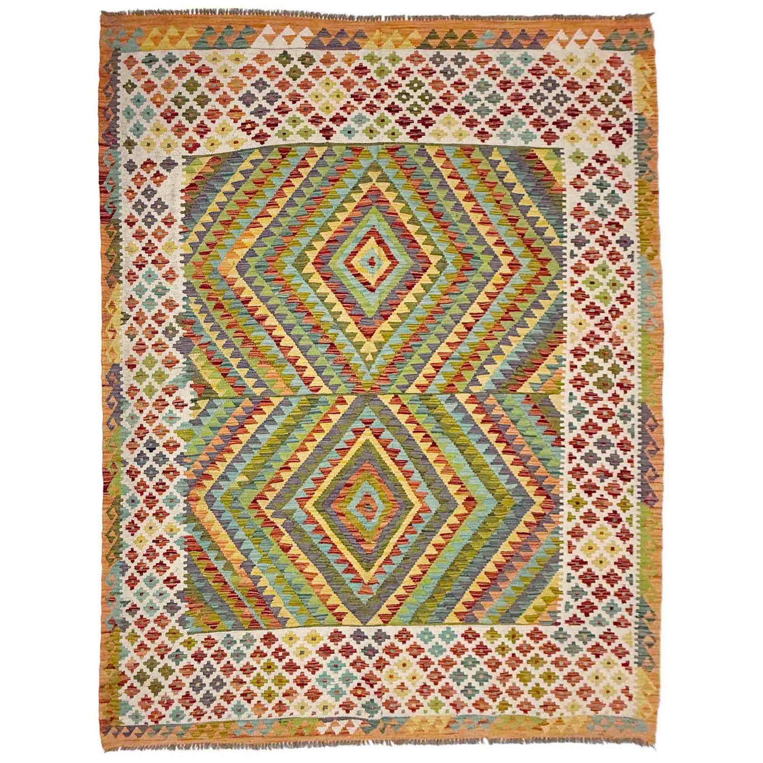 Handmade Vegetable Kelim 6' 8" x 9' 3" (ft) - No. G38831