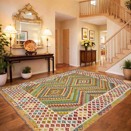 Handmade Vegetable Kelim 6' 8" x 9' 3" (ft) - No. G38831