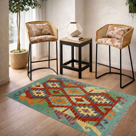 Handmade Vegetable Kilim 2' 7" x 4' 1" (ft) - No. G38833