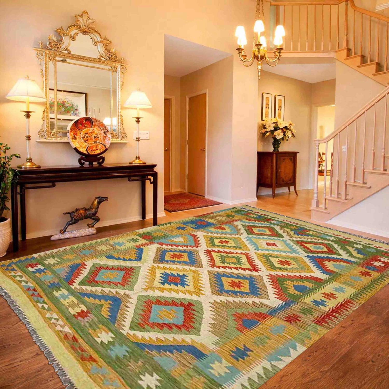 Handmade Vegetable Kilim 5' 6" x 8' 0" (ft) - No. G38836