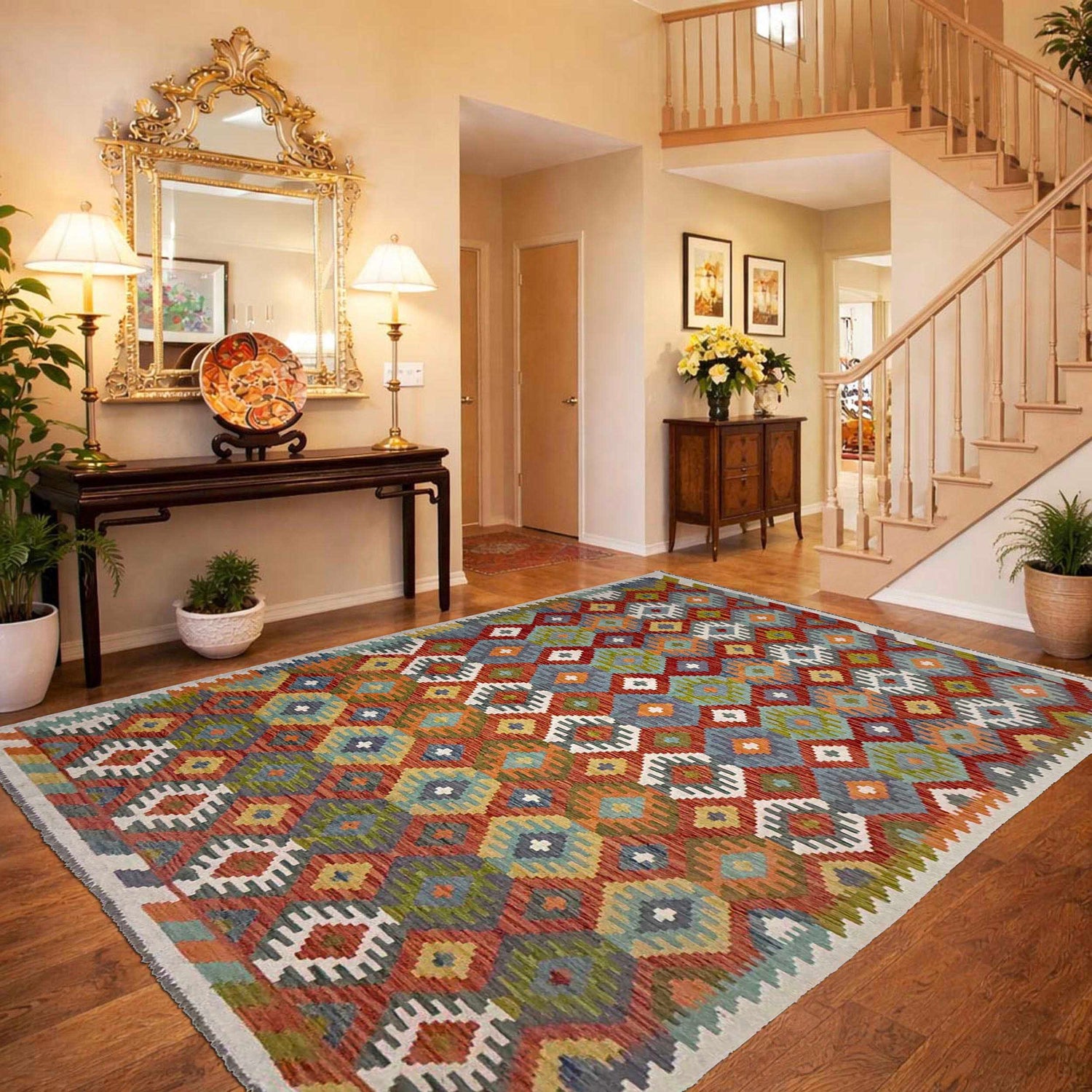 Handmade Vegetable Kelim 6' 7" x 9' 5" (ft) - No. G38839