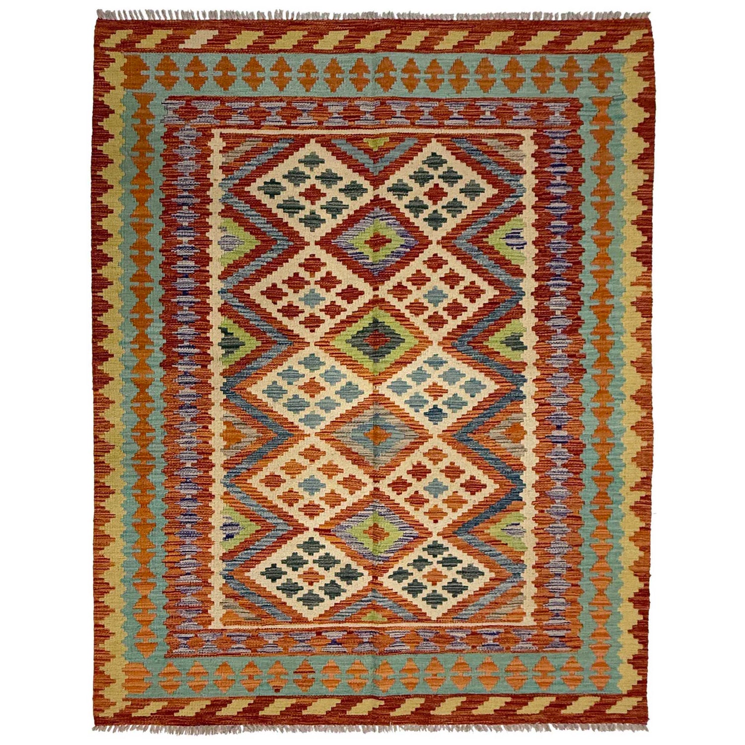Handmade Vegetable Kilim 4' 10" x 6' 4" (ft) - No. G38843