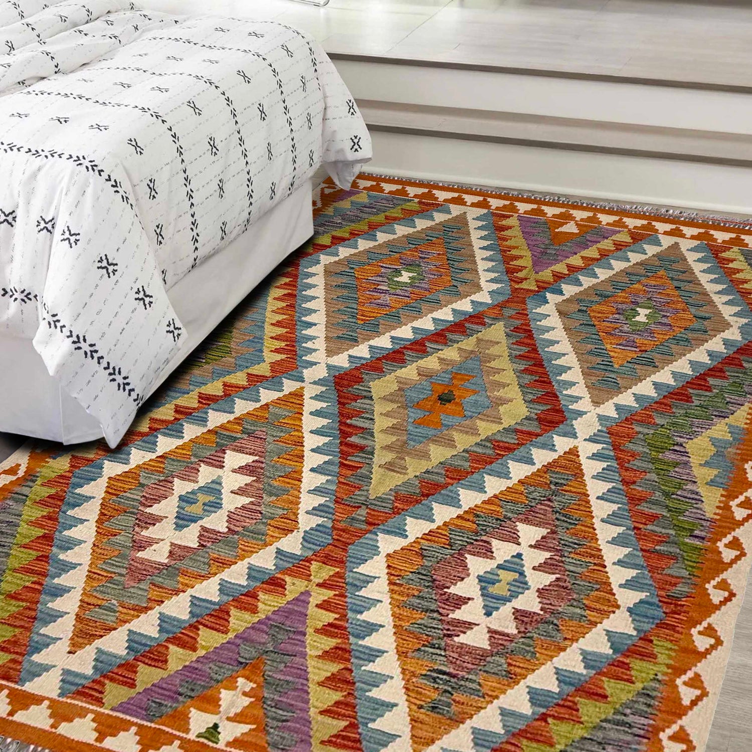 Handmade Vegetable Kelim 4' 11" x 6' 5" (ft) - No. G38844
