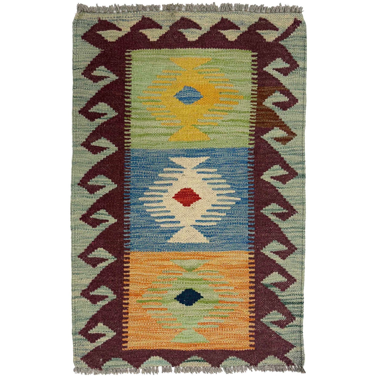 Handmade Vegetable Kelim 1' 10" x 2' 9" (ft) - No. G38845