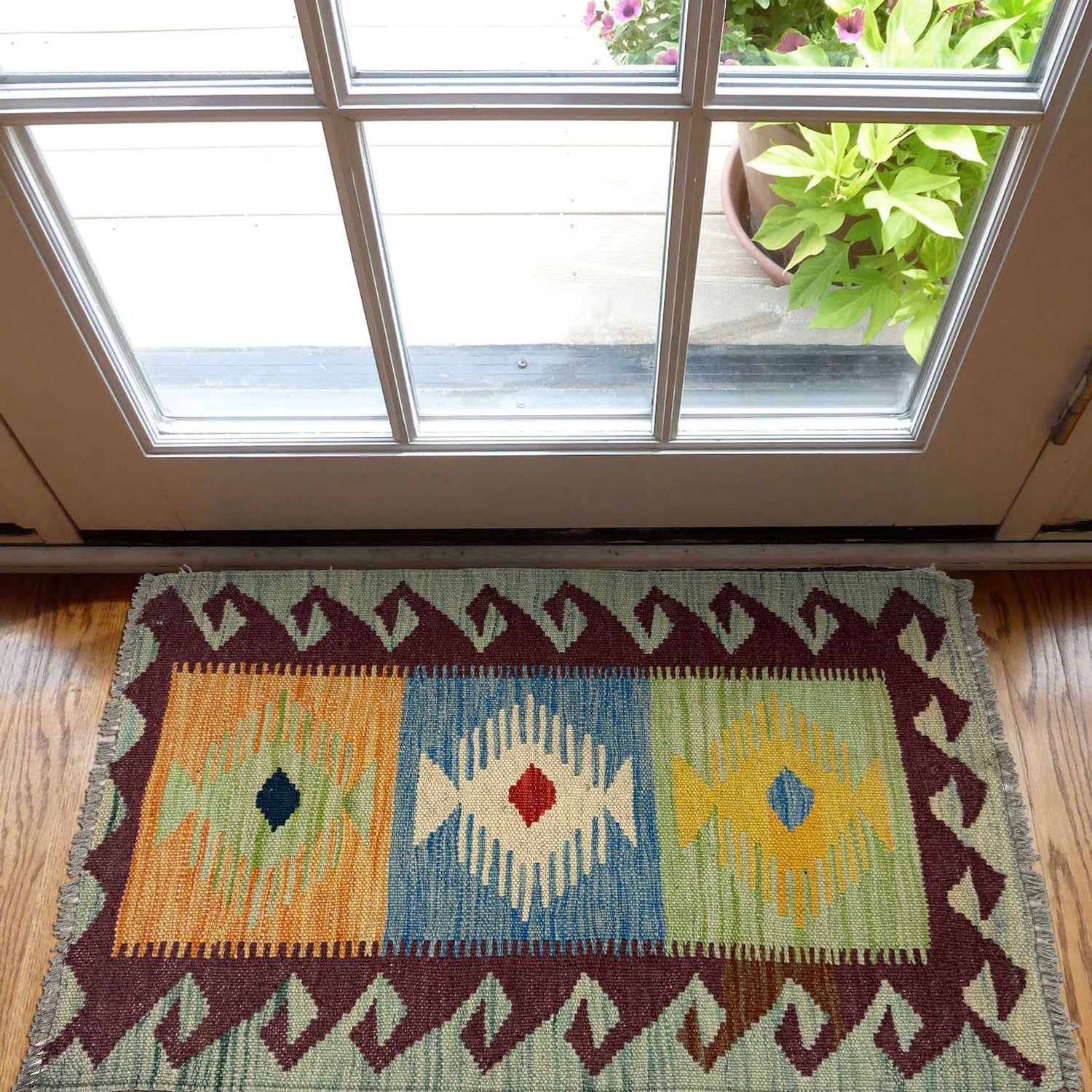Handmade Vegetable Kelim 1' 10" x 2' 9" (ft) - No. G38845