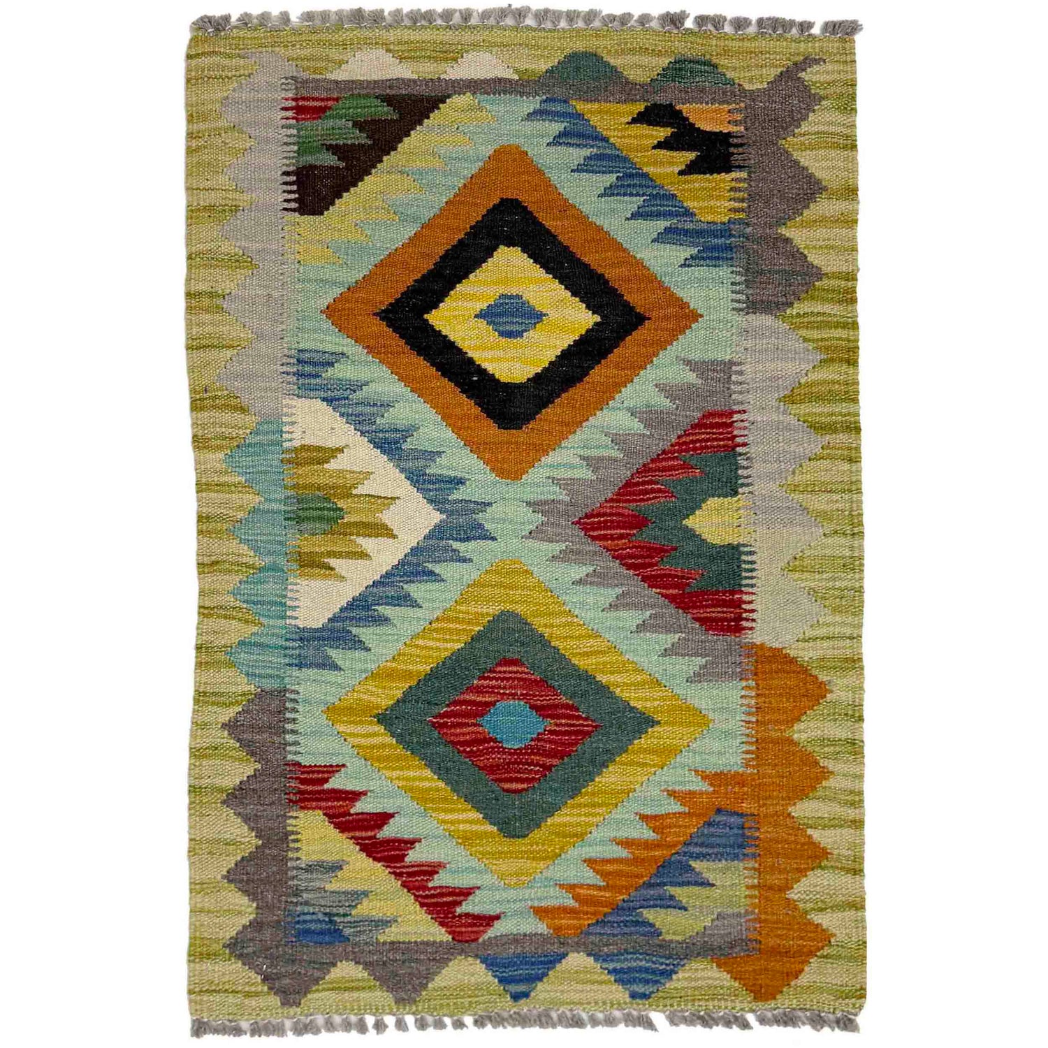 Handmade Vegetable Kilim 1' 10" x 2' 11" (ft) - No. G38850