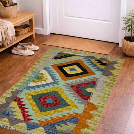 Handmade Vegetable Kilim 1' 10" x 2' 11" (ft) - No. G38850