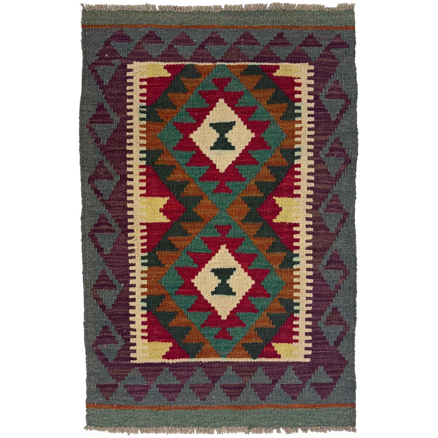 Handmade Vegetable Kilim 2' 0" x 3' 0" (ft) - No. G38854