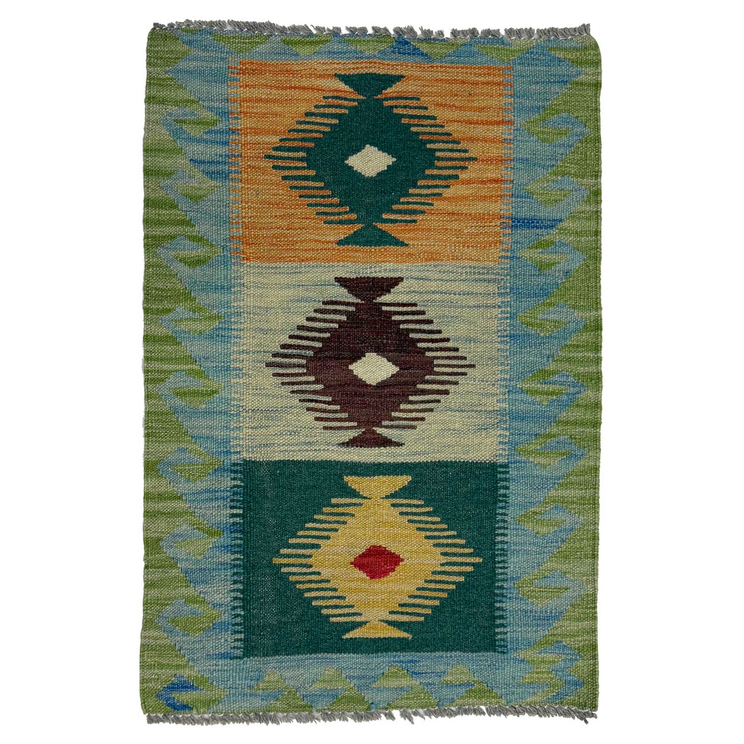 Handmade Vegetable Kilim 1' 10" x 2' 11" (ft) - No. G38856