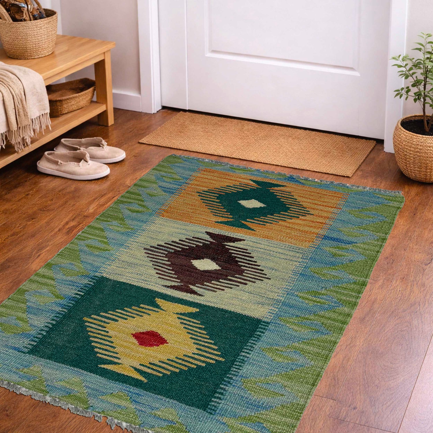 Handmade Vegetable Kilim 1' 10" x 2' 11" (ft) - No. G38856