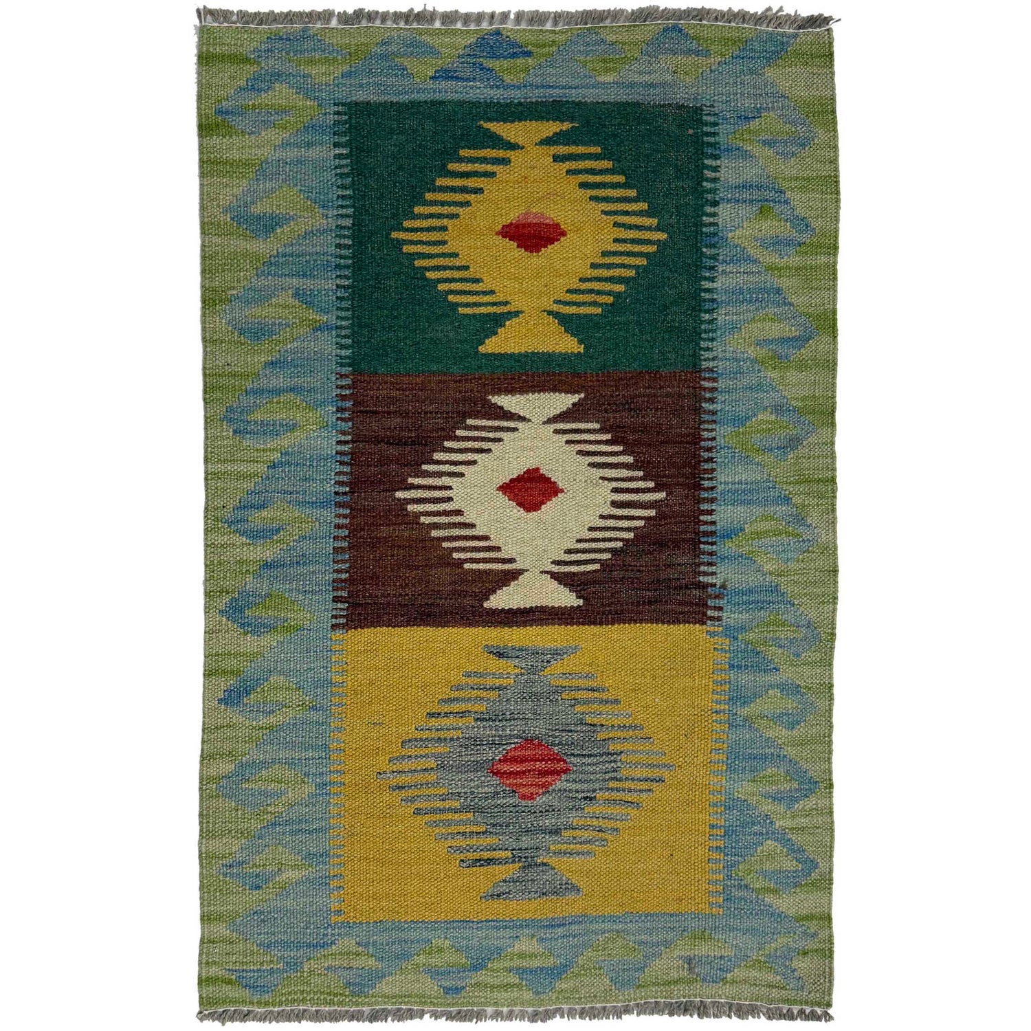 Handmade Vegetable Kelim 1' 10" x 2' 10" (ft) - No. G38857