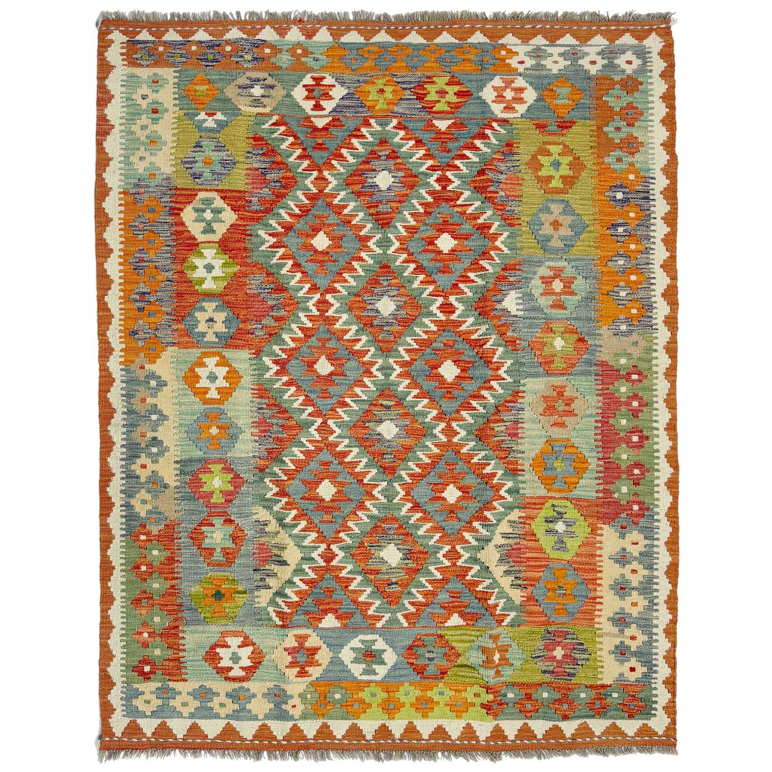 Handmade Vegetable Kelim 5' 0" x 6' 6" (ft) - No. G38872