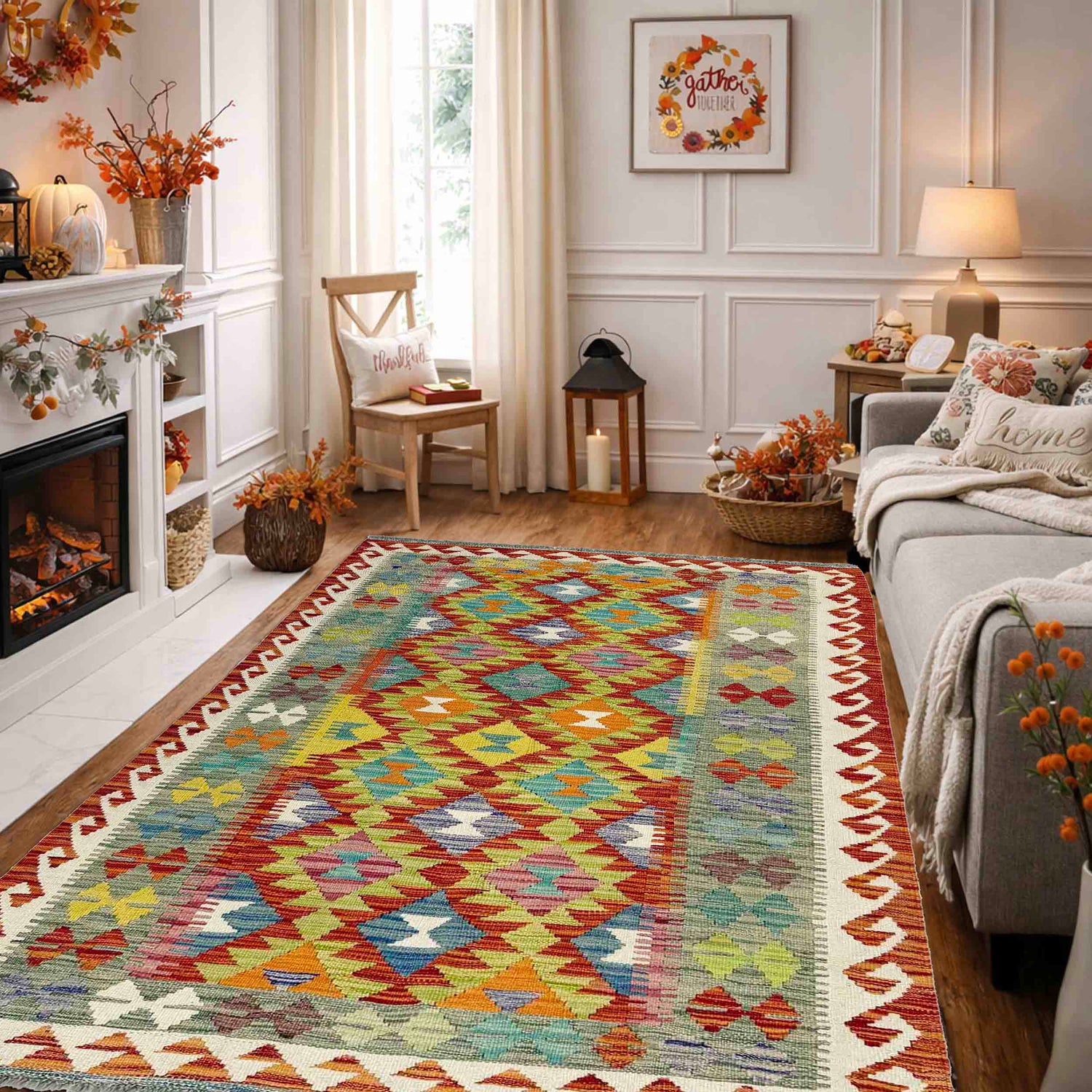 Handmade Vegetable Kilim 3' 11" x 6' 5" (ft) - No. G38876
