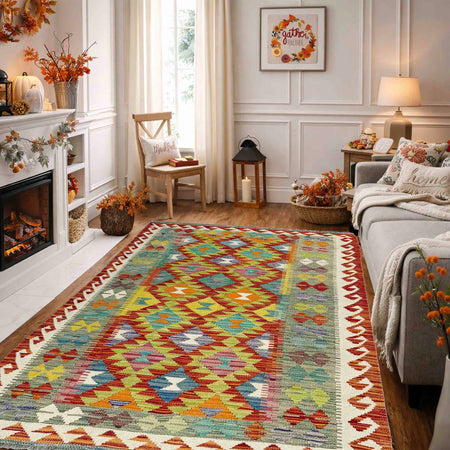 Handmade Vegetable Kilim 3' 11" x 6' 5" (ft) - No. G38876