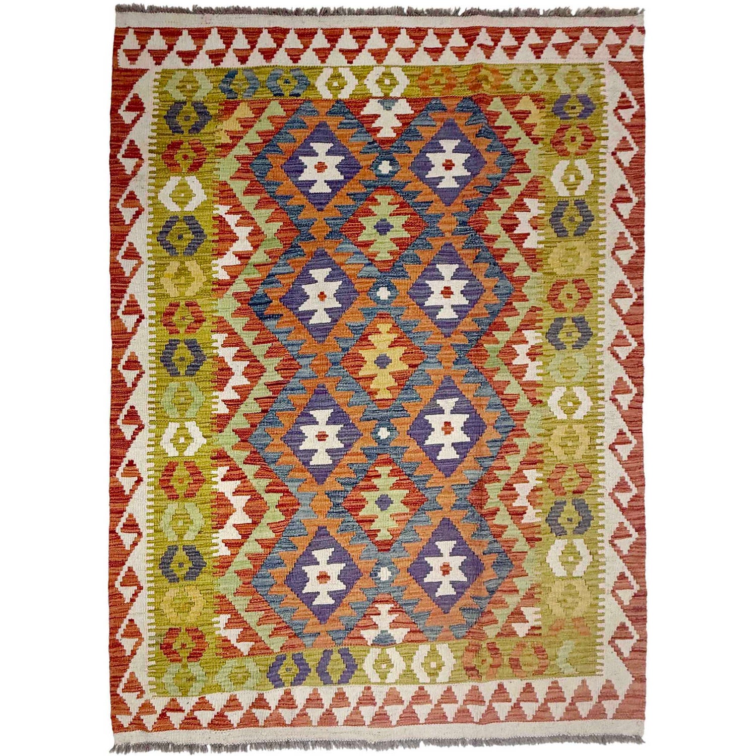 Handmade Vegetable Kilim 4' 5" x 6' 4" (ft) - No. G38880