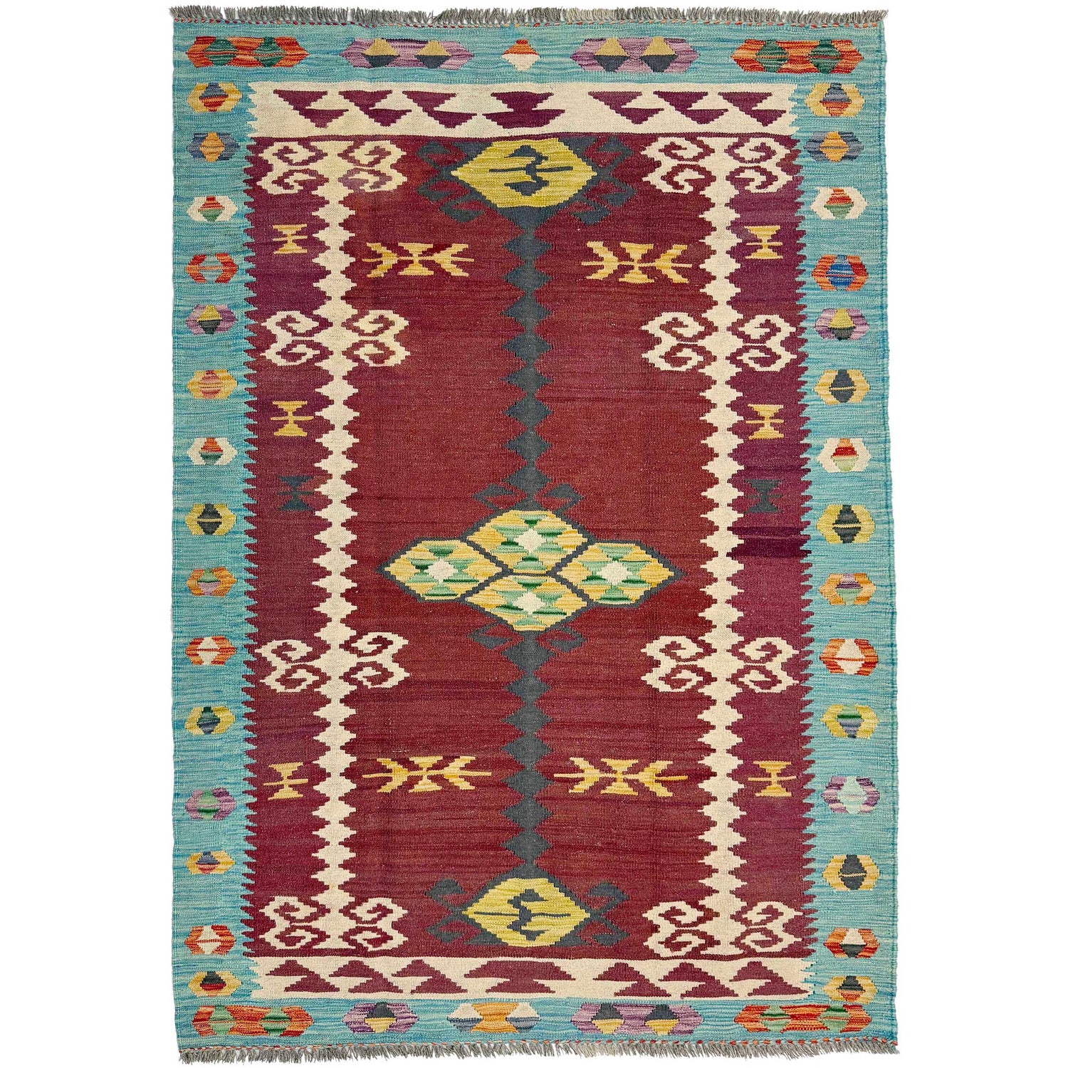 Handmade Vegetable Kilim 4' 5" x 6' 7" (ft) - No. G38881