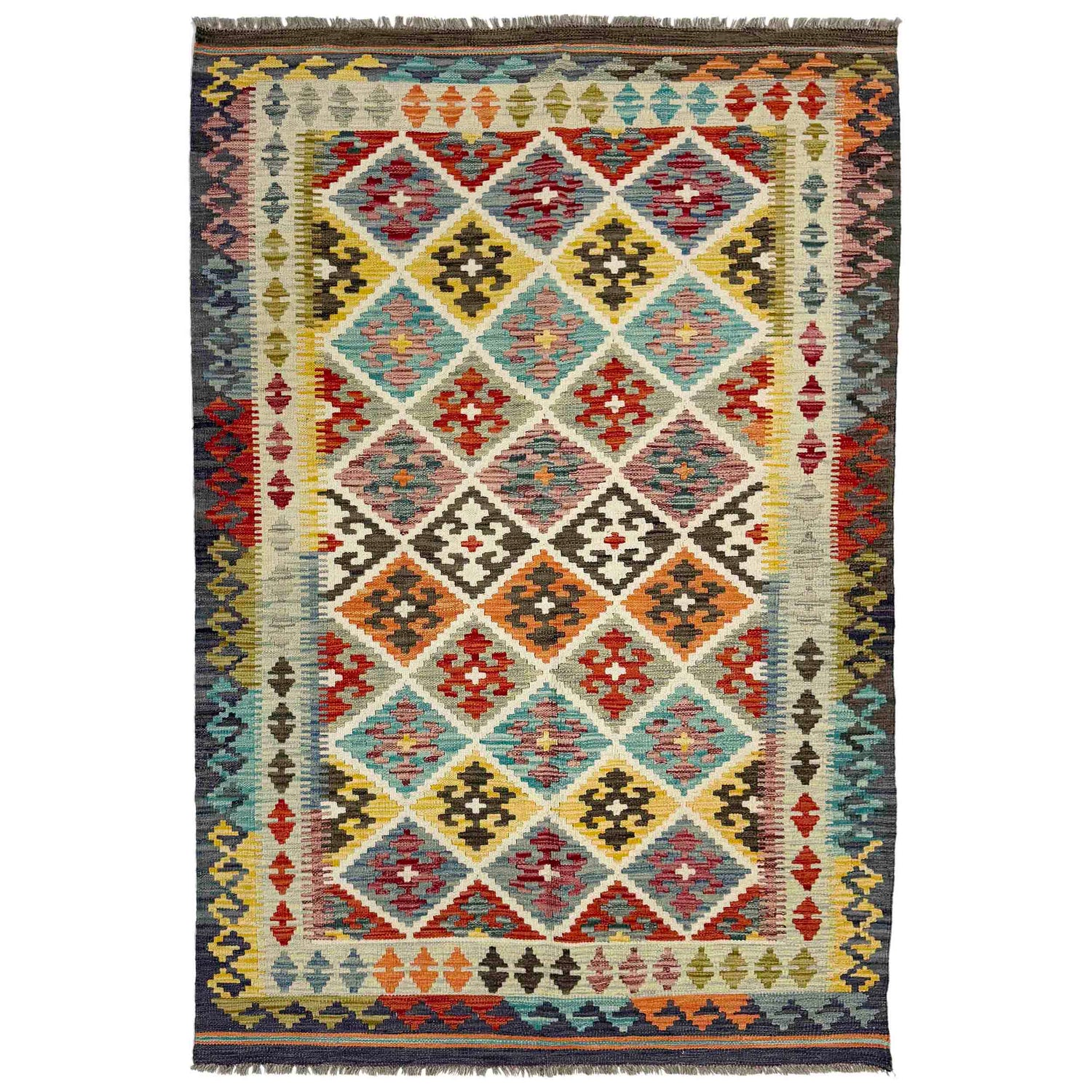 Handmade Vegetable Kelim 4' 3" x 6' 5" (ft) - No. G38882