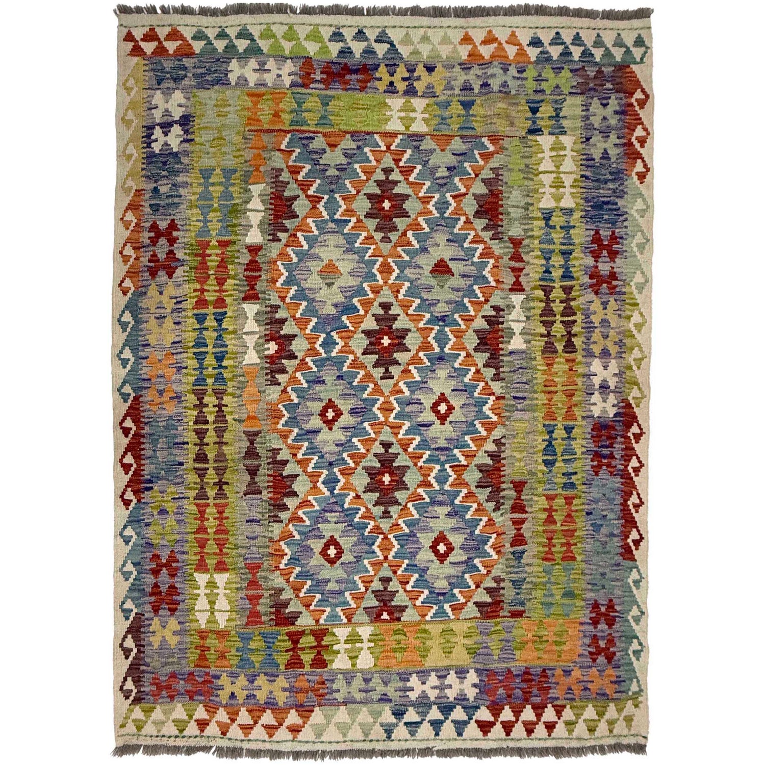 Handmade Vegetable Kelim 4' 11" x 6' 5" (ft) - No. G38885