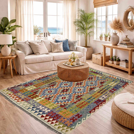Handmade Vegetable Kelim 4' 11" x 6' 5" (ft) - No. G38885