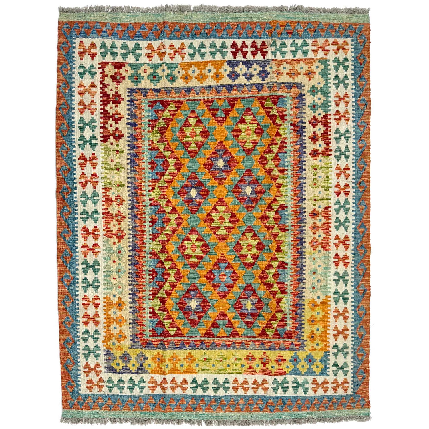 Handmade Vegetable Kelim 5' 1" x 6' 4" (ft) - No. G38886