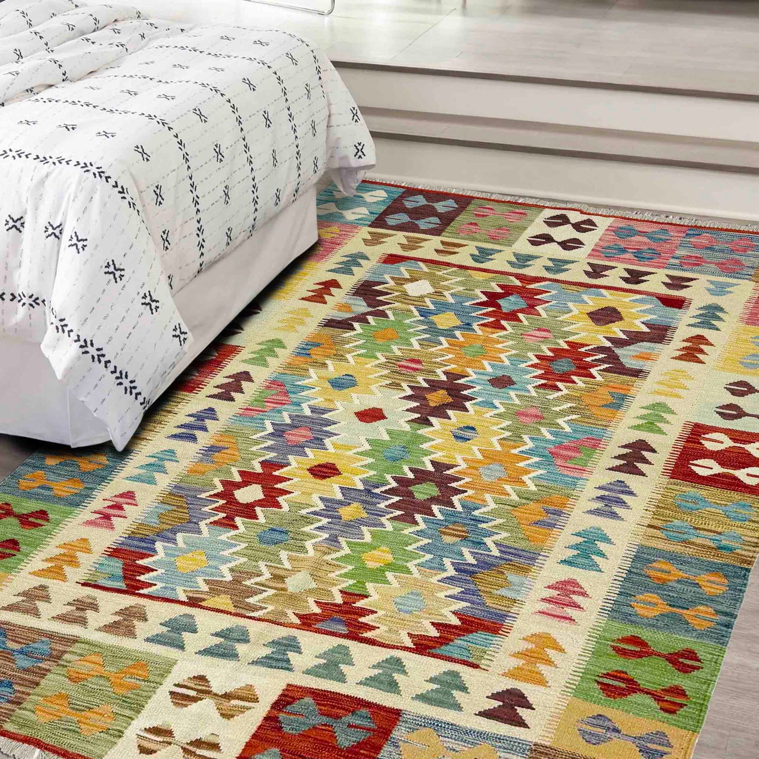 Handmade Vegetable Kelim 5' 1" x 6' 5" (ft) - No. G38888