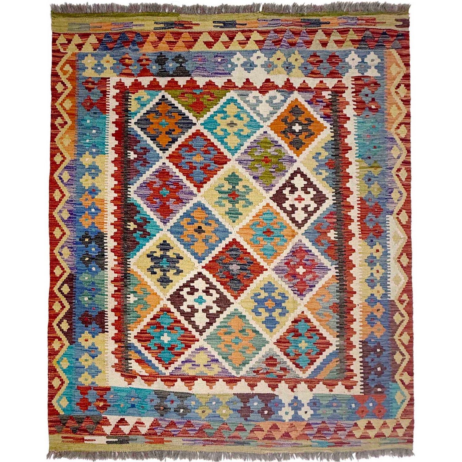 Handmade Vegetable Kelim 5' 2" x 6' 3" (ft) - No. G38891