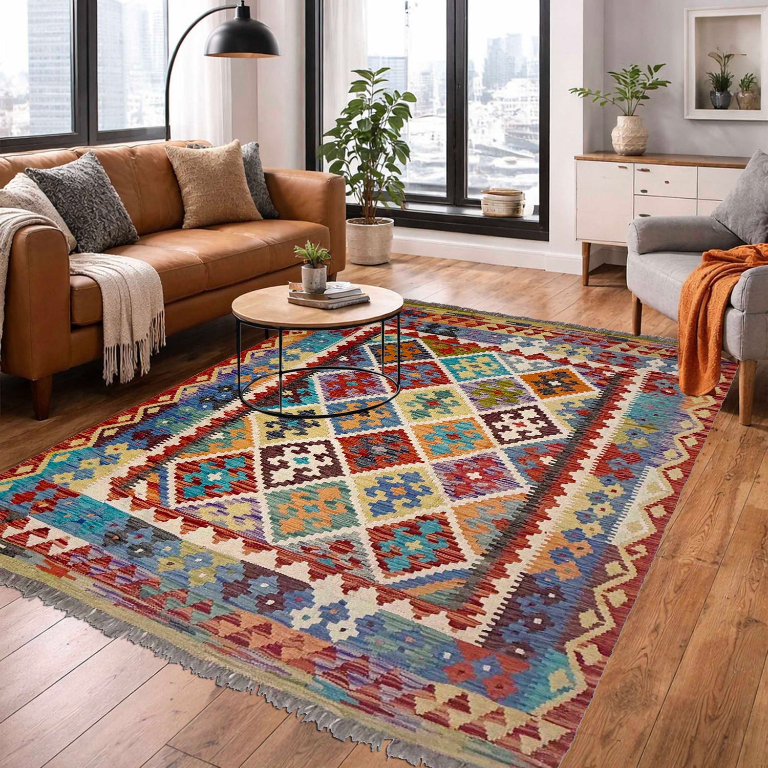 Handmade Vegetable Kelim 5' 2" x 6' 3" (ft) - No. G38891
