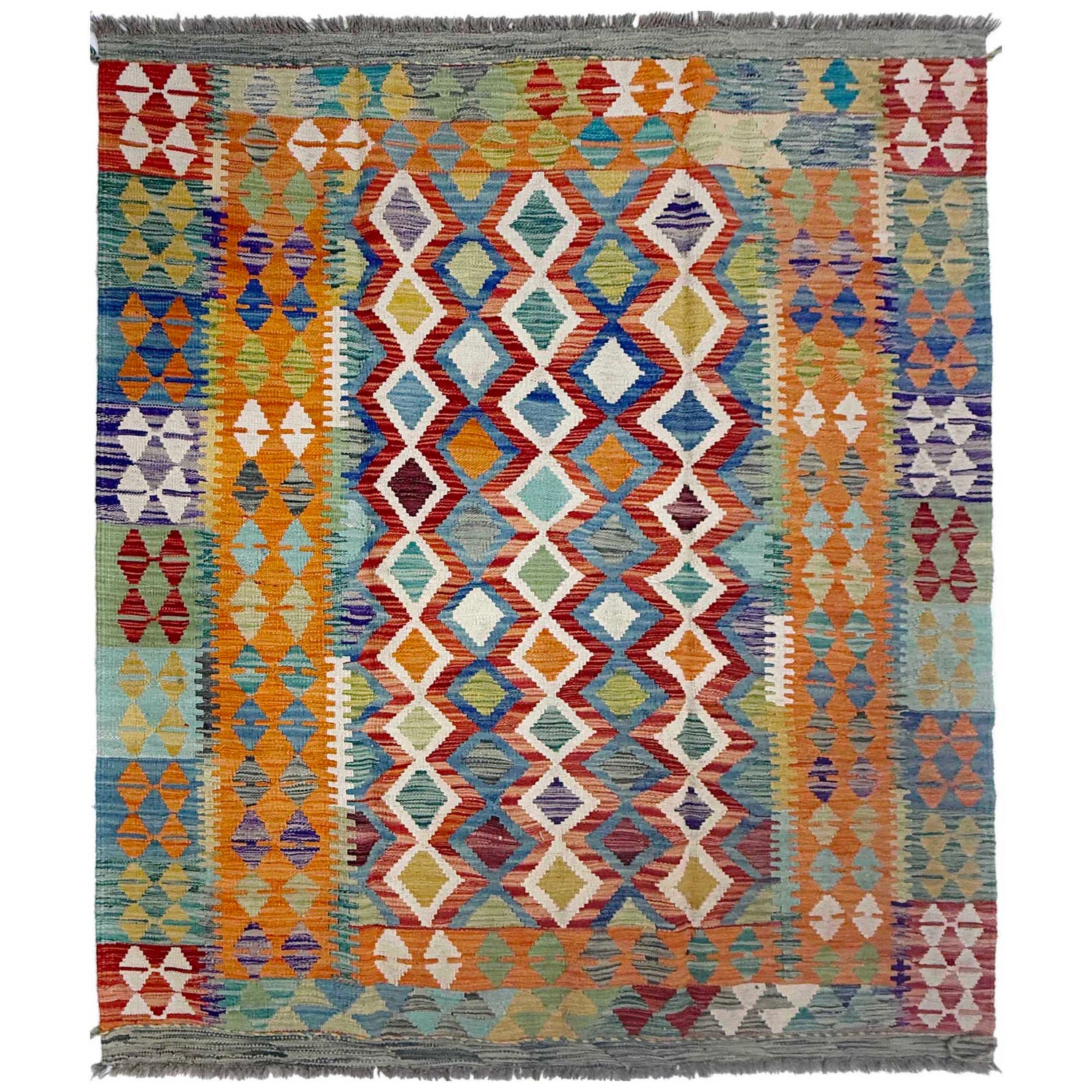 Handmade Vegetable Kilim 4' 10" x 6' 8" (ft) - No. G38892