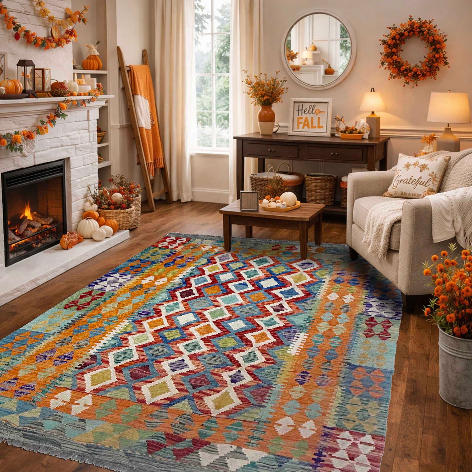 Handmade Vegetable Kilim 4' 10" x 6' 8" (ft) - No. G38892