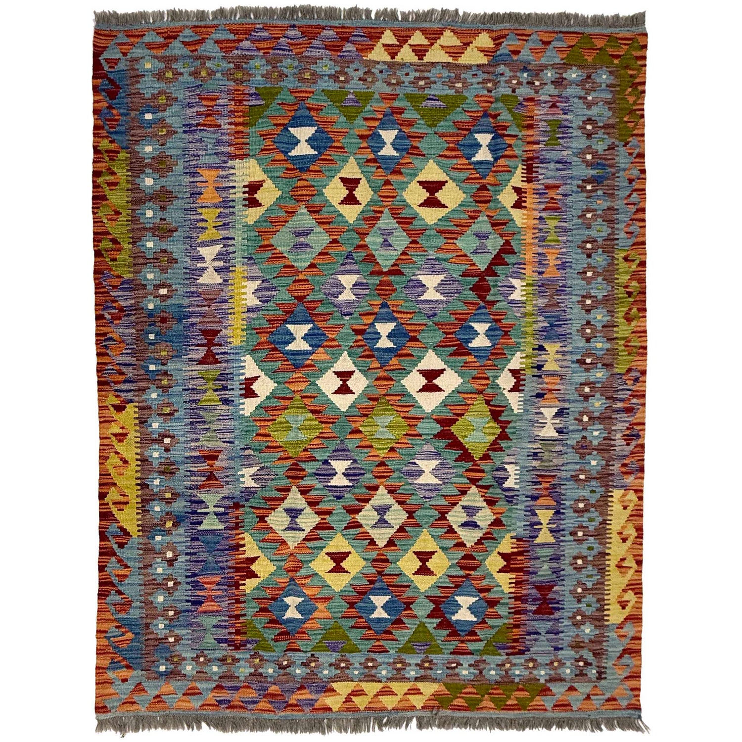 Handmade Vegetable Kilim 4' 11" x 6' 6" (ft) - No. G38893