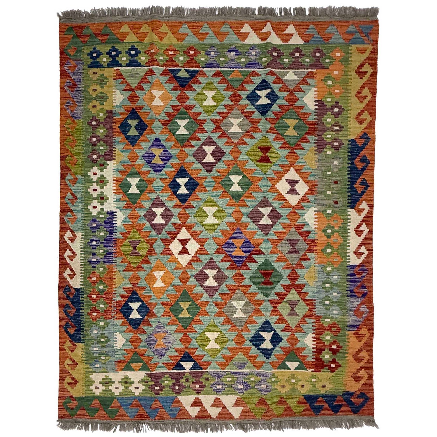 Handmade Vegetable Kelim 5' 1" x 6' 2" (ft) - No. G38894