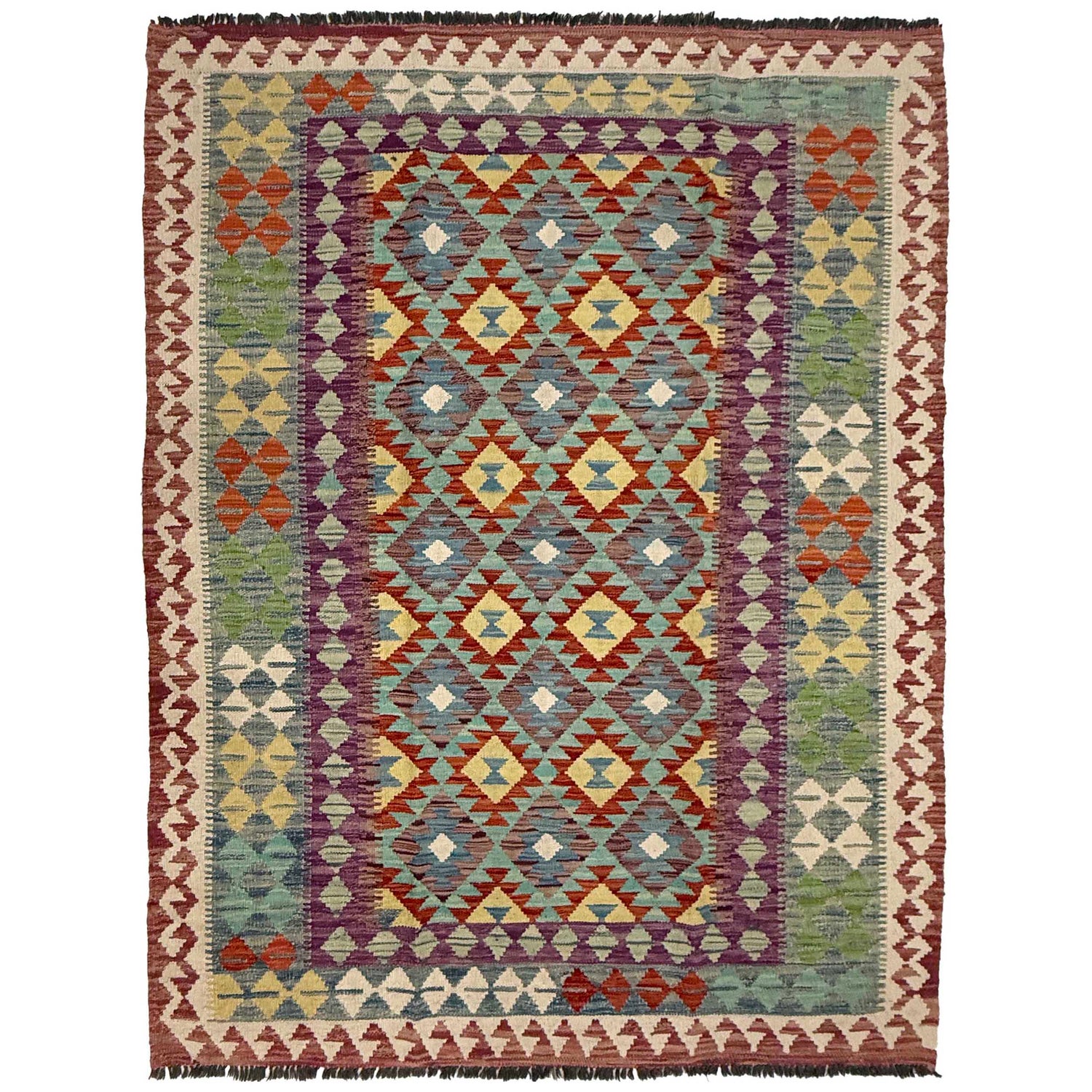 Handmade Vegetable Kilim 4' 9" x 6' 4" (ft) - No. G38895