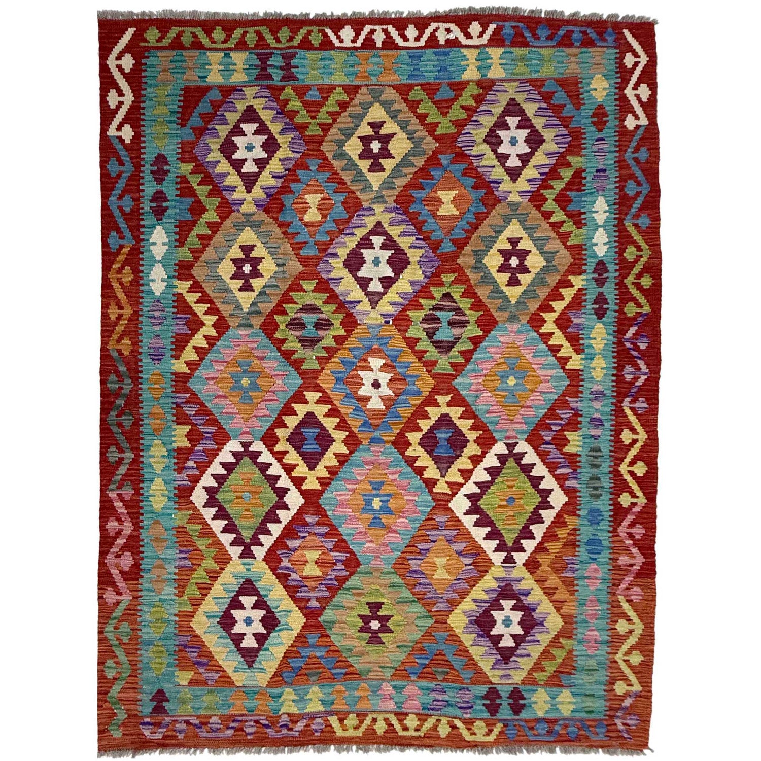 Handmade Vegetable Kelim 4' 11" x 6' 7" (ft) - No. G38896